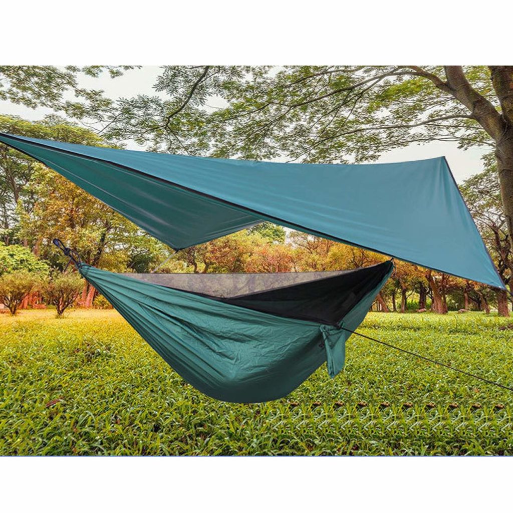 Trekassy Camping Hammock with Removeable Mosquito/Bug Net Rain Fly Cover Tree Straps and Carabiners 